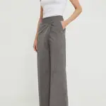 Kalhoty Lovechild dámské, šedá barva, široké, high waist, 5184192