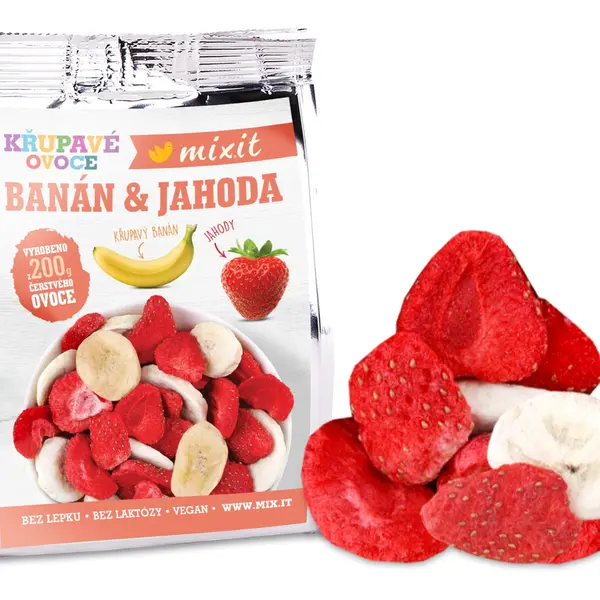 Mixit Křupavé ovoce do kapsy Banán a jahoda 23 g