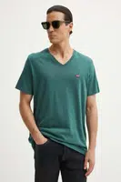Bavlněné tričko Levi's zelená barva