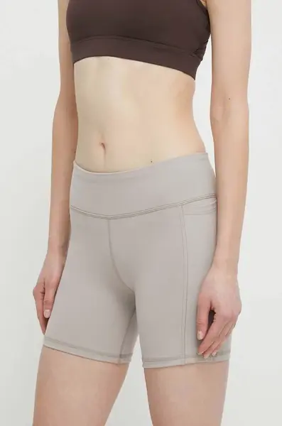 Tréninkové šortky Reebok LUX COLLECTION šedá barva, hladké, high waist, 100076148
