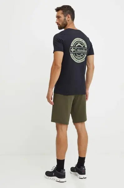 Bavlněné tričko Columbia Rapid Ridge černá barva, s potiskem, 1934824