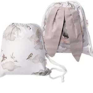 Baby Nellys Dětský bavlněný batůžek s ušima, Slon a duha, bílý