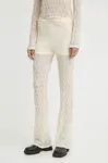 Kalhoty Gestuz dámské, béžová barva, zvony, high waist, 10909321