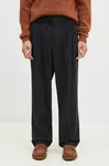 Kalhoty s příměsí vlny Norse Projects Benn Relaxed Cotton Wool Twill Pleated Trouser