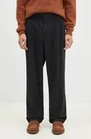 Kalhoty s příměsí vlny Norse Projects Benn Relaxed Cotton Wool Twill Pleated Trouser