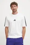 Bavlněné tričko adidas Essentials bílá barva, s aplikací, JW1952