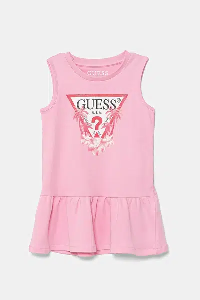 Dětské bavlněné šaty Guess růžová barva, mini, K4RK23 KA6W4