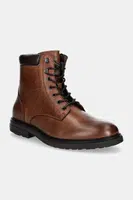 Kožené boty Tommy Hilfiger HILFIGER OUTDOOR WARM LTH BOOT pánské, hnědá barva, FM0FM05192