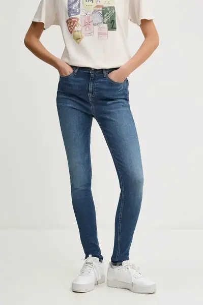 Džíny Tommy Jeans dámské, tmavomodrá barva, DW0DW19549