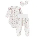 MBaby Bavlněná 3D sada, zavinovací body, polodupačky + rukavičky, Amélie, bílá/růžová