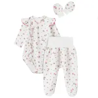 MBaby Bavlněná 3D sada, zavinovací body, polodupačky + rukavičky, Amélie, bílá/růžová