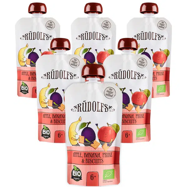 Rudolfs Jablko, banán, sušená švestka, sušenky BIO 6x110 g
