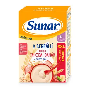 Sunar Mléčná kaše s 8 cereáliemi jahoda a banán 340 g