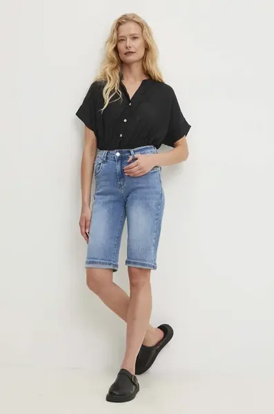 Džínové šortky Answear.LAB dámské, hladké, high waist