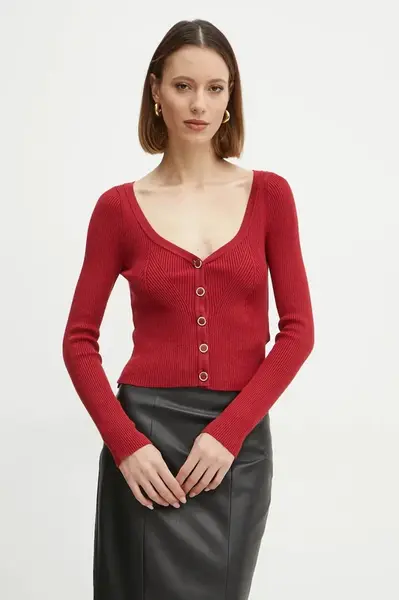 Kardigan Guess KATELYN dámský, červená barva, lehký, W5RR08 Z2V62