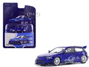 Pandem Civic EG6 RHD (Right Hand Drive) Blue Metallic "Enigma Exclusive Edition" 1/64 Diecast Model Car by Pop Race