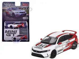 Honda Civic Type R White and Red "2023 Pace Car" Limited Edition to 3000 pieces Worldwide 1/64 Diecast Model Car by Mini GT