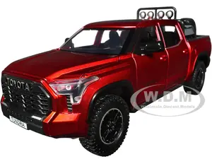 2023 Toyota Tundra TRD 4x4 Pickup Truck Red Metallic with Sunroof and Wheel Rack 1/24 Diecast Model Car