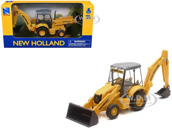 New Holland B110C Backhoe Loader Yellow Diecast Model by New Ray