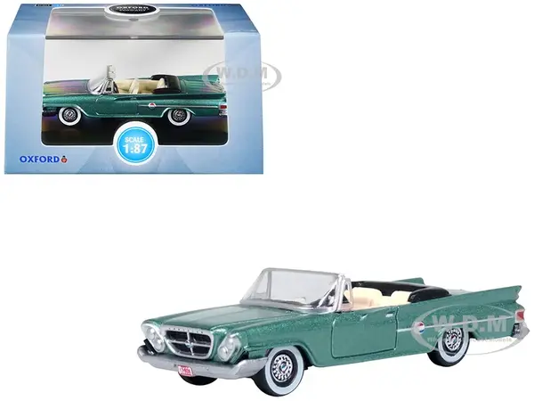 1961 Chrysler 300 Convertible Pinewood Green Metallic 1/87 (HO) Scale Diecast Model Car by Oxford Diecast