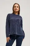Marisse Navy Blue Sweater With Decorative Weave