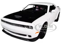 2018 Dodge Challenger SRT Hellcat Widebody White with Black Hood 1/24 Diecast Model Car by Motormax