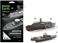 Model Kit USS Monitor and USS Merrimack Ironclad Warships "Battle of the Ironclads" (Challenging Difficulty) Steel Model by Metal Earth