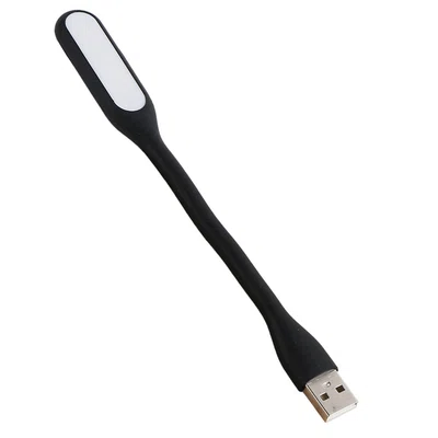 Portable USB LED Reading Light with Flexible Arm Mini Night Lamp for Laptop Desktop - Black