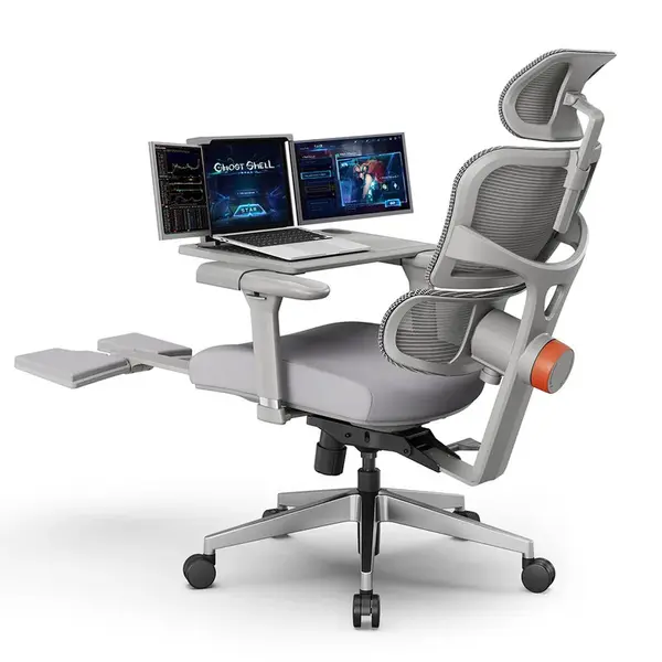 NEWTRAL NT002 Ergonomic Chair with Footrest + Detachable Workstation Desktop Gray