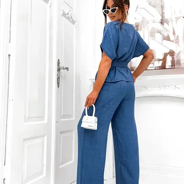 Resti Women's set with a short-sleeve blouse and wide pants