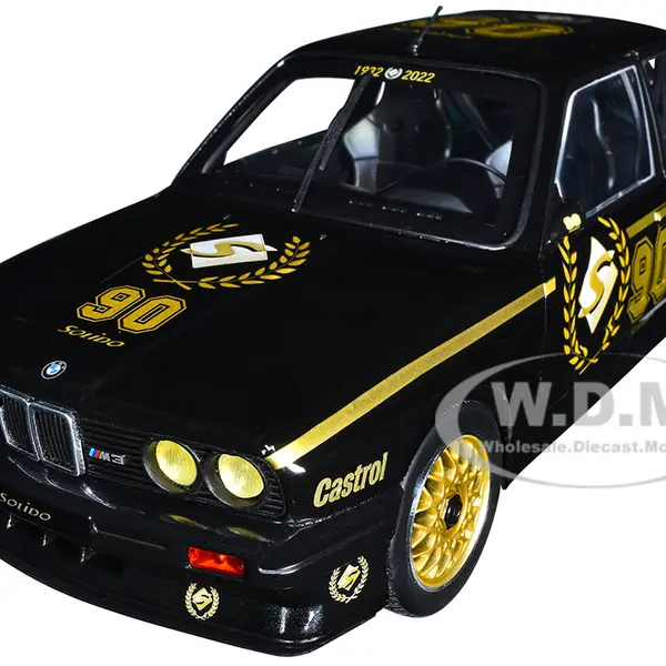 1990 BMW E30 M3 Black "Solido 90th Anniversary" Livery Limited Edition "Competition" Series 1/18 Diecast Model Car by Solido