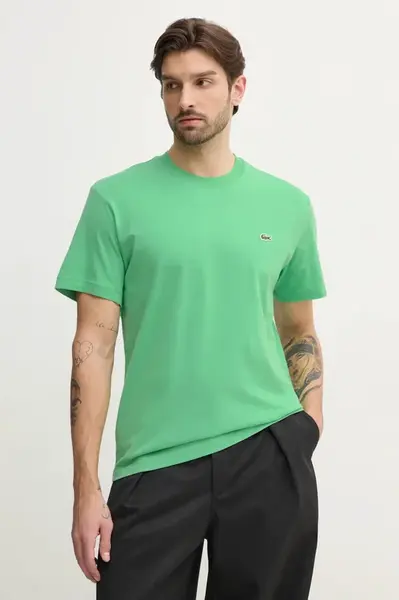 Bavlněné tričko Lacoste zelená barva, TH7318