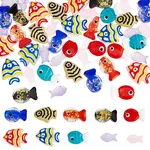 52Pcs Transparent Spray Painted Glass Beads