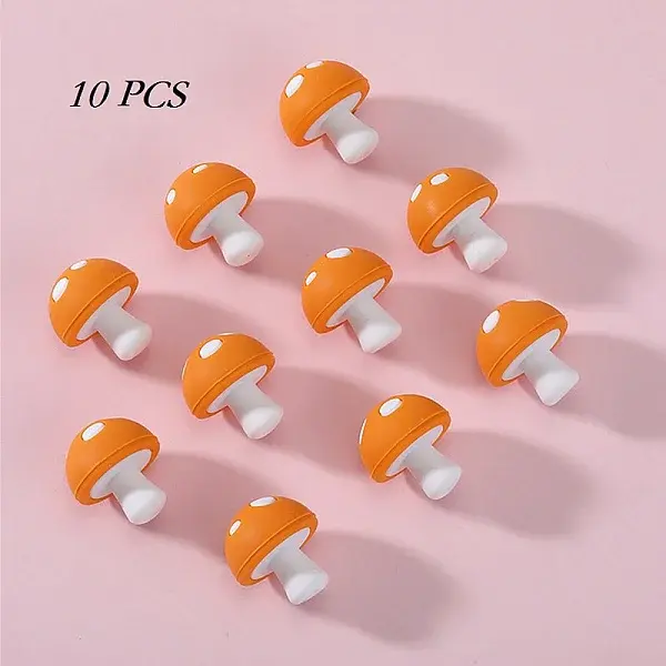 10Pcs Mushroom Silicone Focal Beads