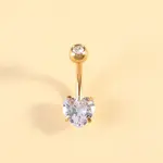 304 Stainless Steel Clear Cubic Zirconia Heart Curved Barbell Belly Rings