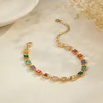 304 Stainless Steel Pave Colorful Cubic Zirconia Tennis Bracelets for Women