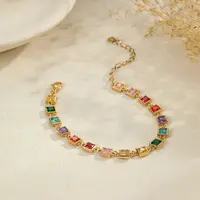 304 Stainless Steel Pave Colorful Cubic Zirconia Tennis Bracelets for Women