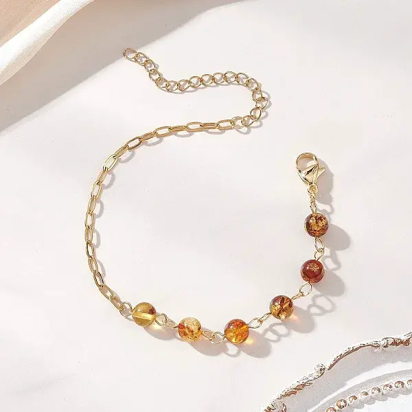 Natural Amber Beads Link Bracelets