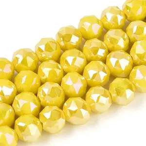 AB Color Plated Opaque Glass Round Beads Strands
