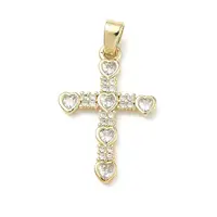Brass Micro Pave Clear Cubic Zirconia Pendants
