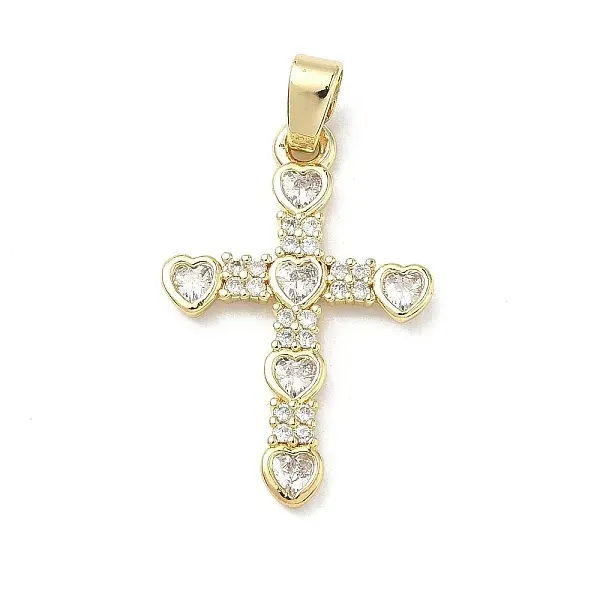 Brass Micro Pave Clear Cubic Zirconia Pendants
