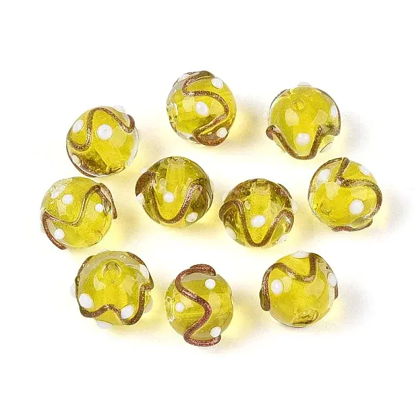 Handmade Gold Sand Lampwork Beads