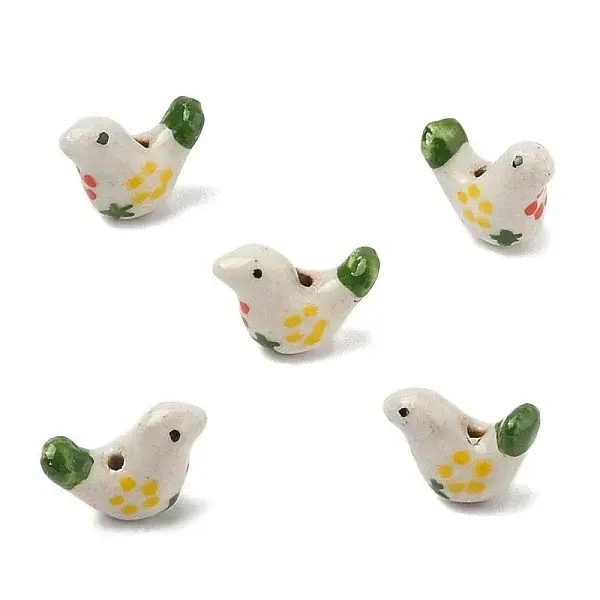 5Pcs Handmade Printed Porcelain Beads