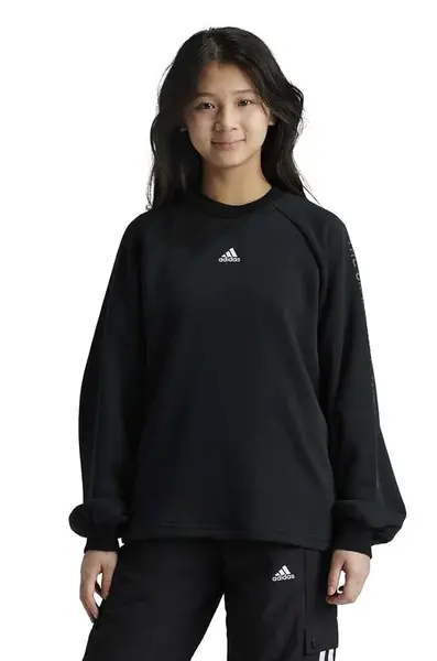 Dětská mikina adidas JGAM CREW černá barva, s potiskem, IV7045