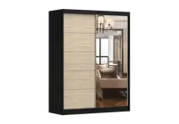 Šatní skříň Vista 05 Barva korpusu: Černá, Dveře: Dub sonoma / zrcadlo