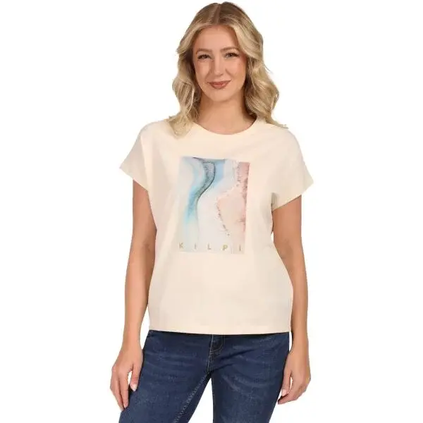 KILPI JERSIE Dámské bavlněné tričko, béžová, velikost