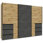 Carryhome SKŘÍŇ S POSOUVACÍMI DVEŘMI, tmavě šedá, dub artisan, 270/200/61 cm