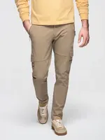 Ombre Men's cargo pants STRAIGHT LEG with zippered pockets - khaki