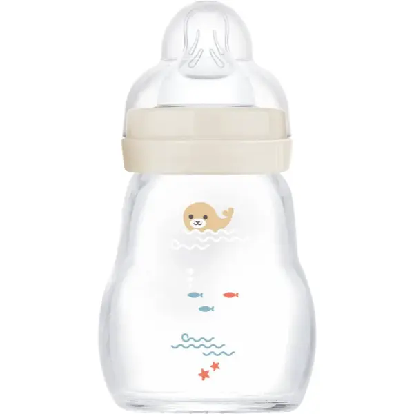 MAM Feel Good Glass Baby Bottle antikoliková sklenená fľaša 0m+ Beige 170 ml