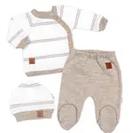 Baby Nellys Pletená sada s jemným proužkem 3D, lux, béžová/bílá, 62